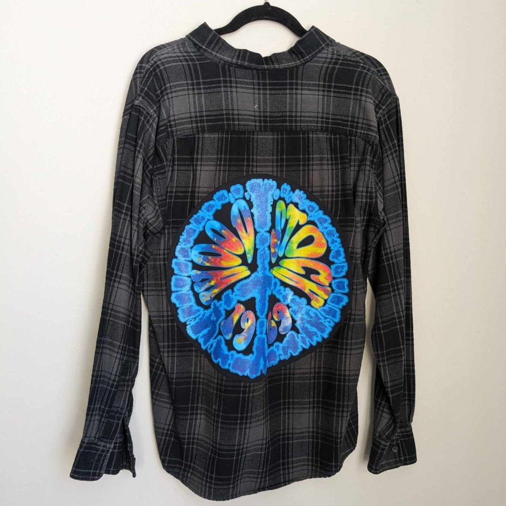 Woodstock Music Festival 1969 Music Band Custom Flannel Button Down Shirt Sz M